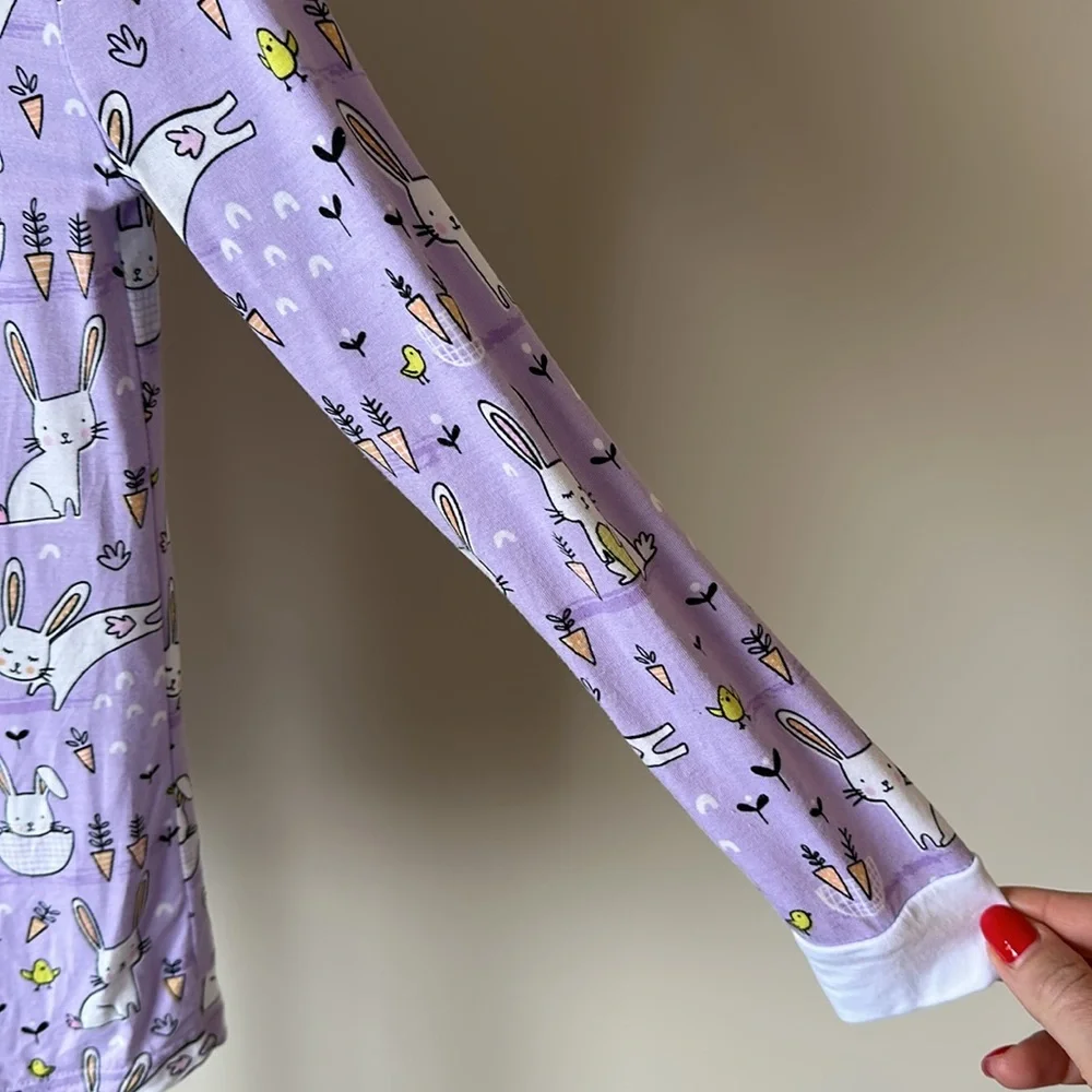 Little Sleepies Lavender Bunnies Long Sleeve Easter Pajamas 4T - Picture 8 of 15